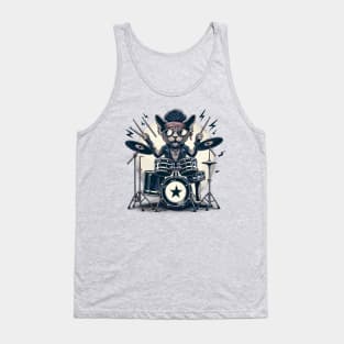 Devon Rex Cat Playing Drums Tank Top